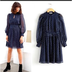 & Other Stories  Micro Floral Pleated Mini Dress Size 4